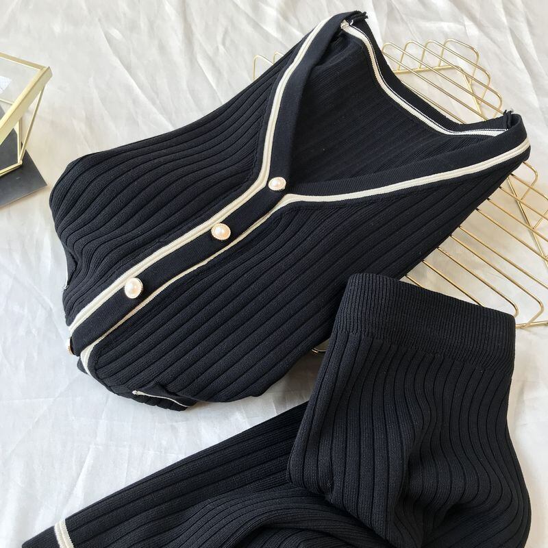 【set】気質満点オシャレニットトップス+スカートファッション２点セット G3090