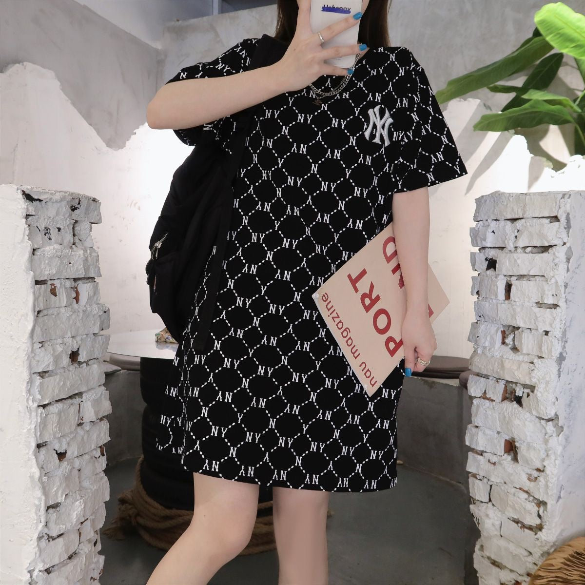 【dress】ラウンドネック半袖ワンピースF7711