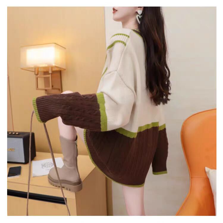【tops】配色切り替えニットセーター　M29174