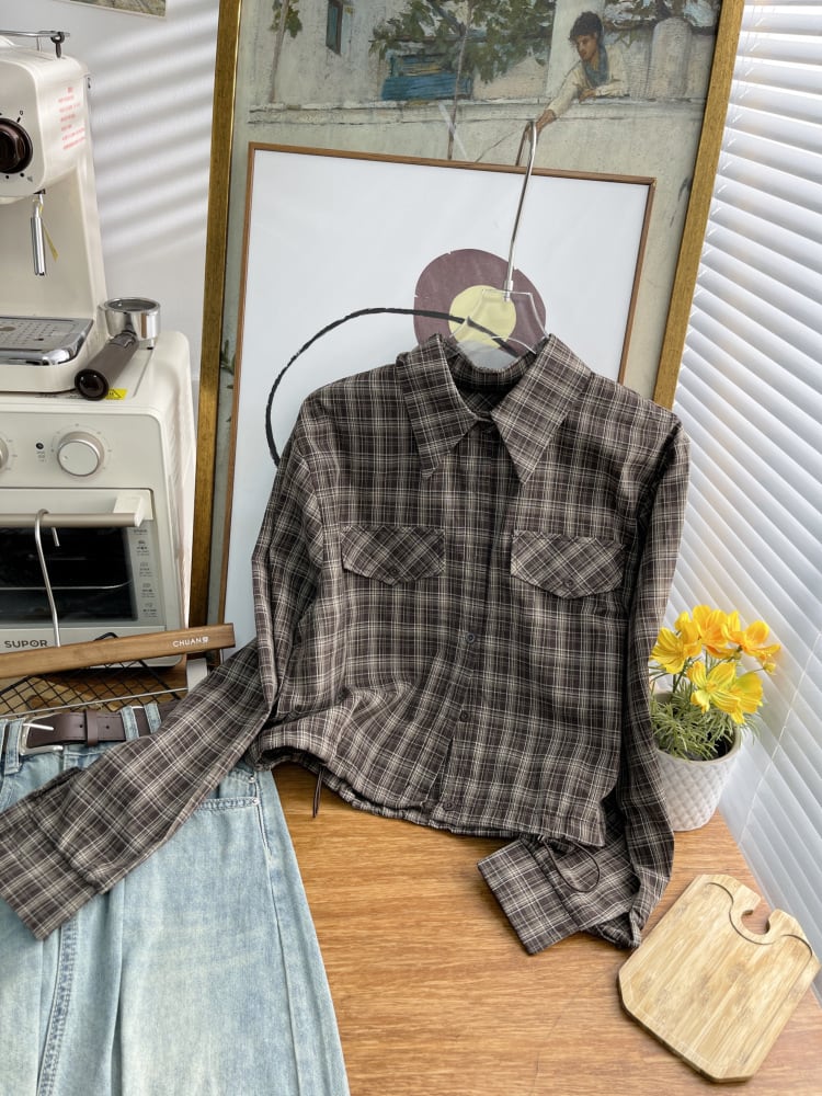 【tops】チェック柄シャツトップス　M25714