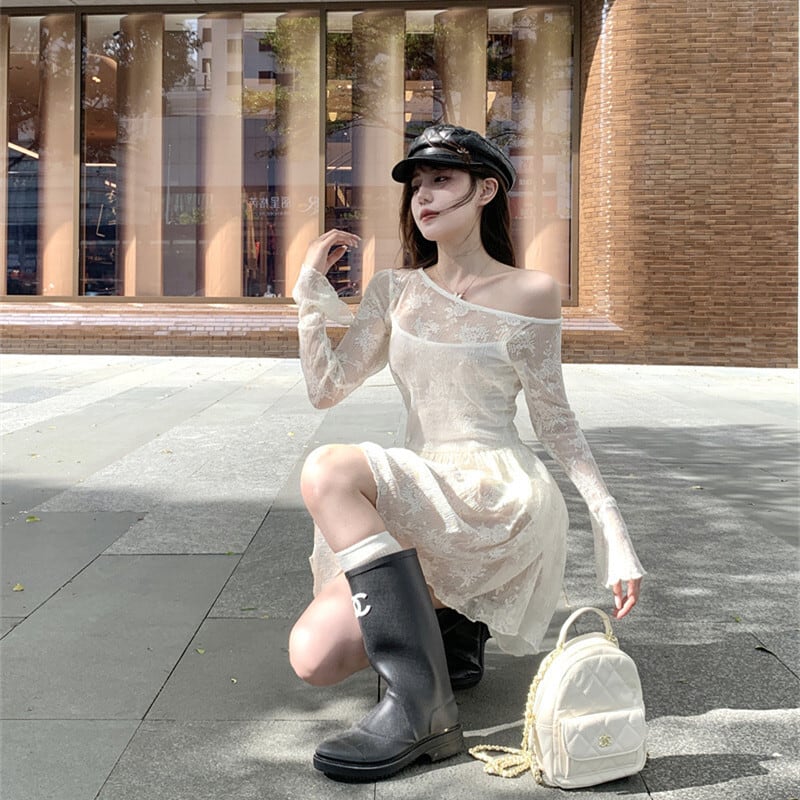 【dress】レース切り替えワンピース　M29873