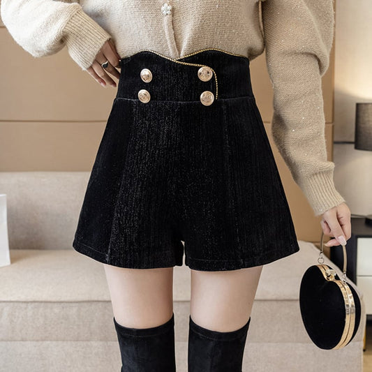 【bottoms】今季マストバイ!コールテン秋冬新作ハイウエスト合わせやすい着痩せショートパンツ G3663