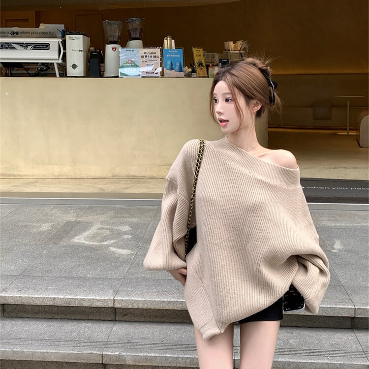 【tops】オフショルダーニットセーター　M27787