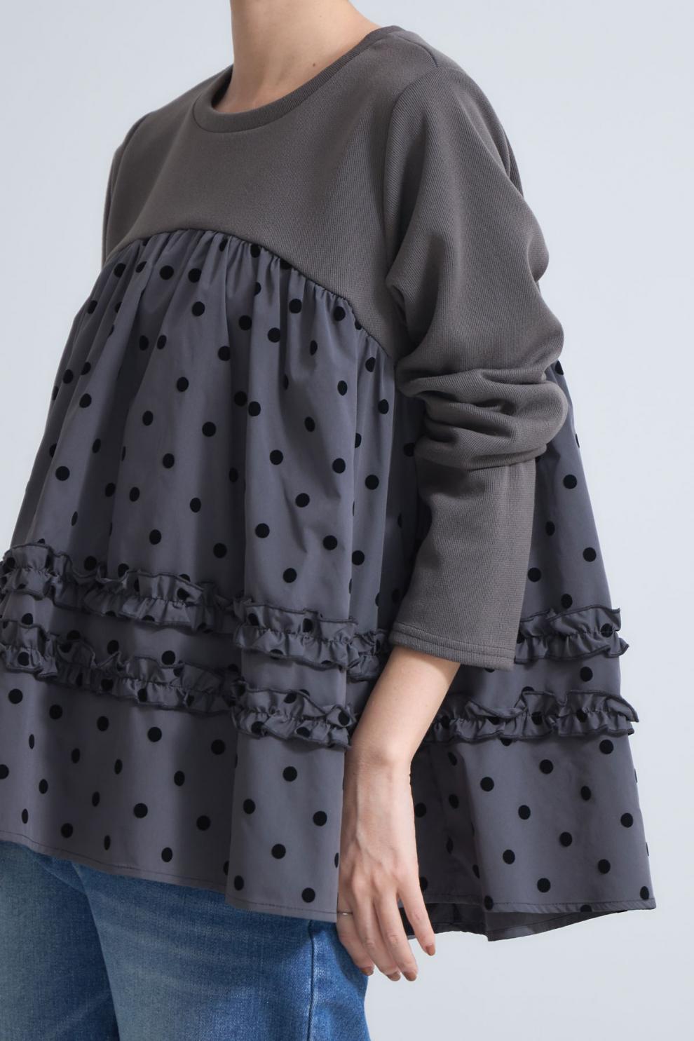 【tops】ドット柄プルオーバー　M28043