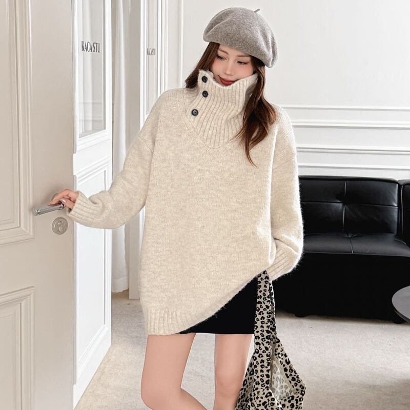 【tops】ハイネックニットトップス Q7033