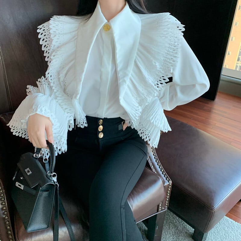 【tops】フレアスリーブ ギャザーブラウスG19955