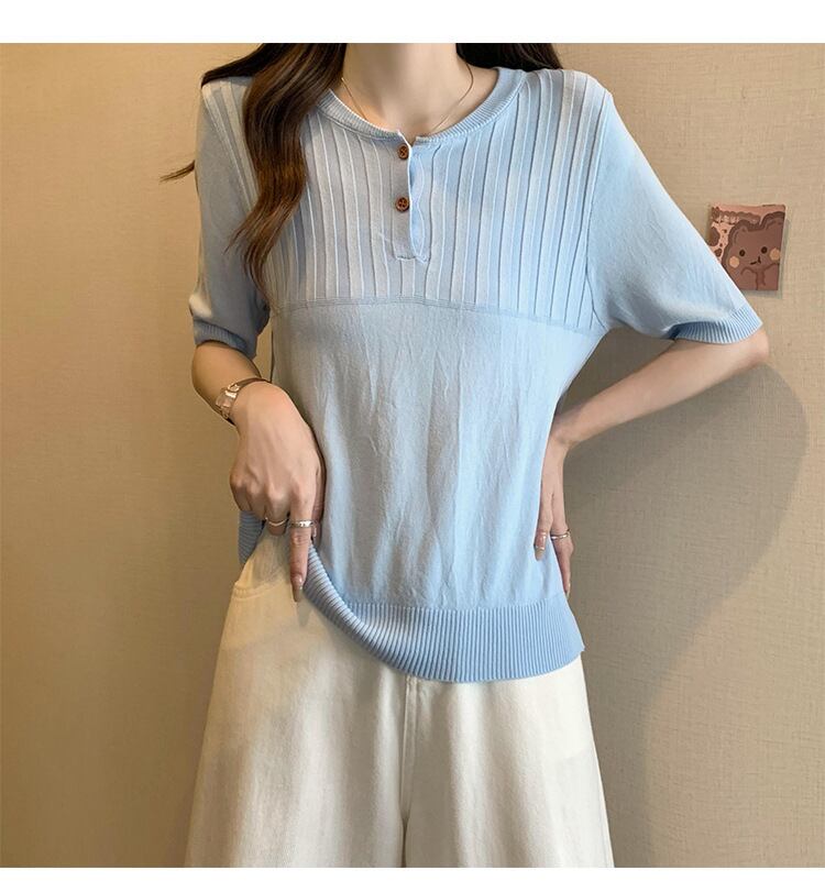 【tops】ニット薄手TシャツG21071