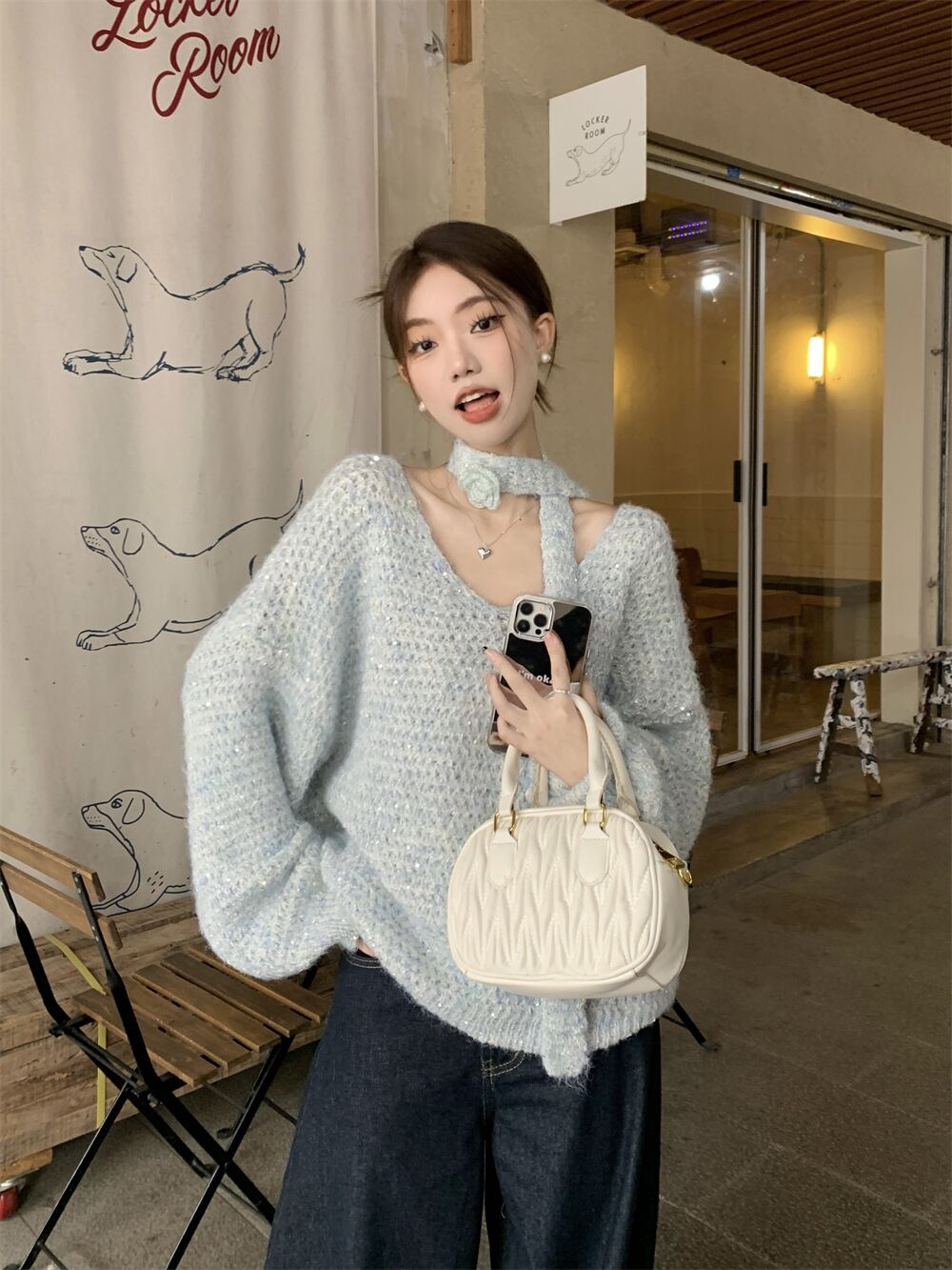 【tops】Vネックニットセーター　M27059