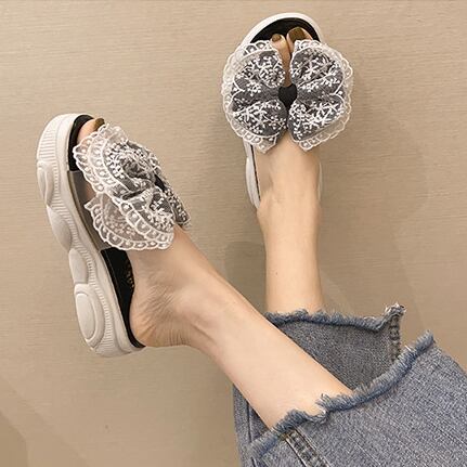 【shoes】INS風一目惚れ！履きやすい合わせやすい3色配色厚底蝶々結びサンダル