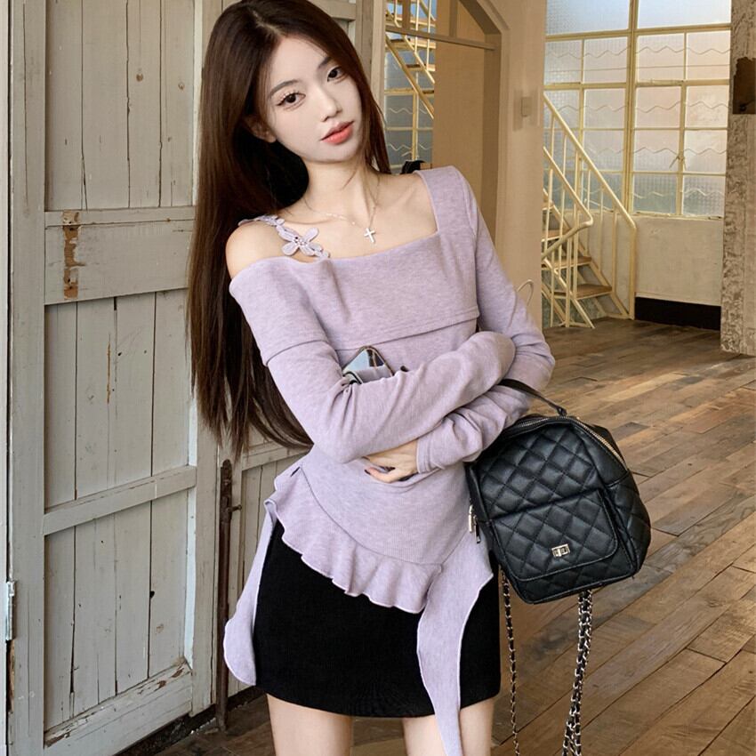 【tops】不規則 イレギュラーニットトップス　M28226