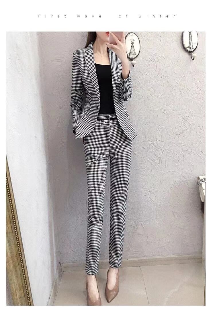 【set】スーツ＋スーツパンツチェック柄2点セットF1576