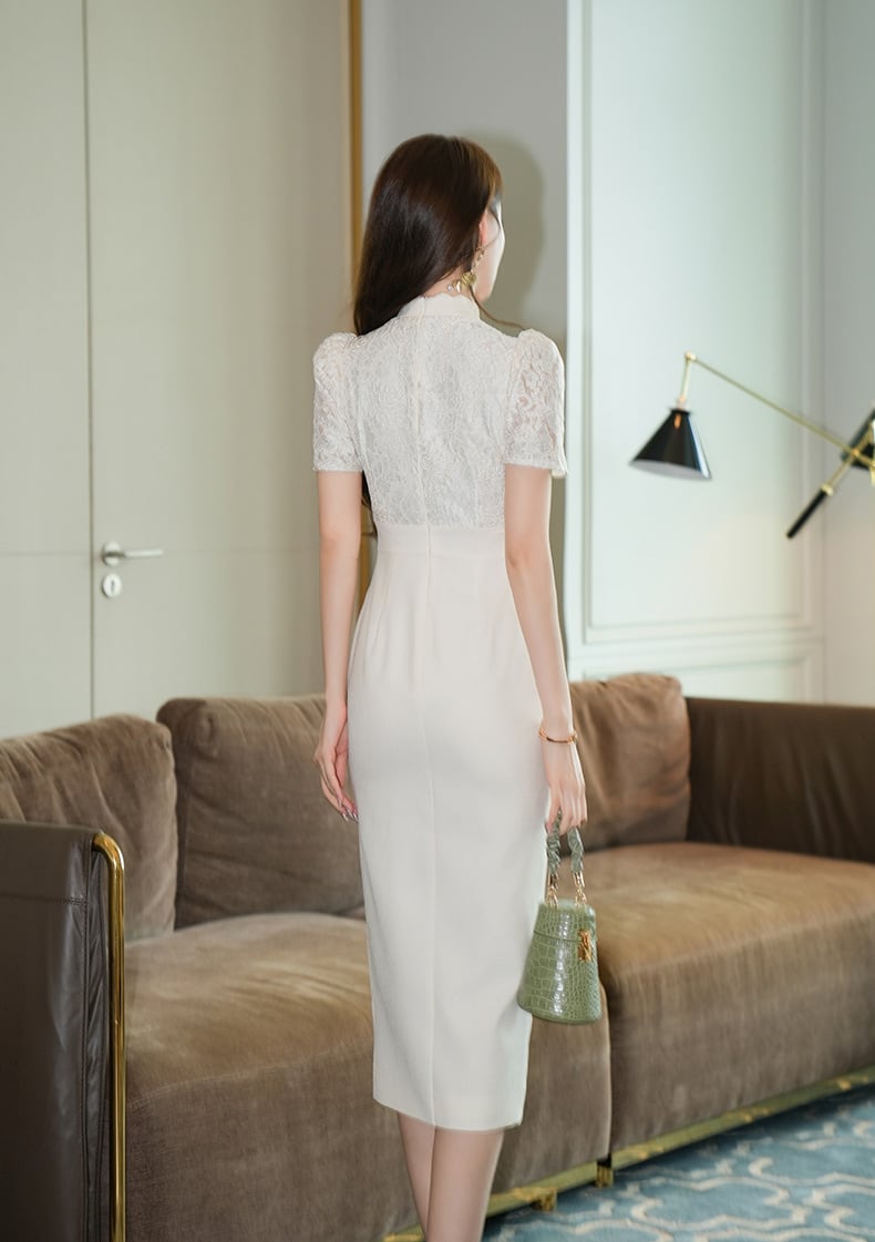 【dress】レース切り替えワンピース　M24703