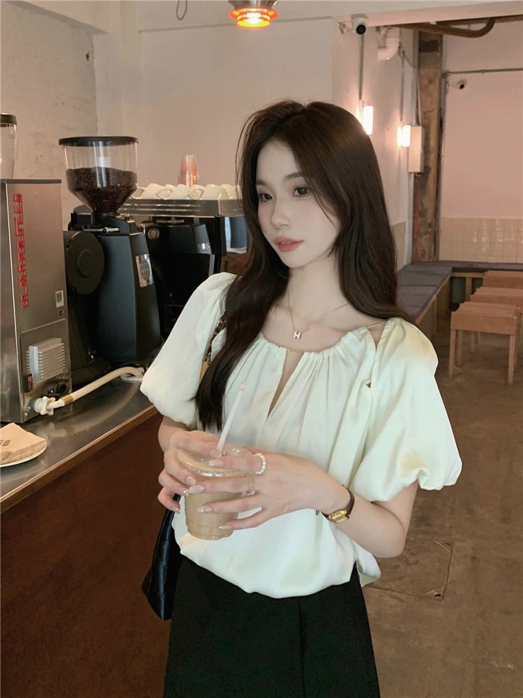 【tops】パフスリーブトップス　M25141
