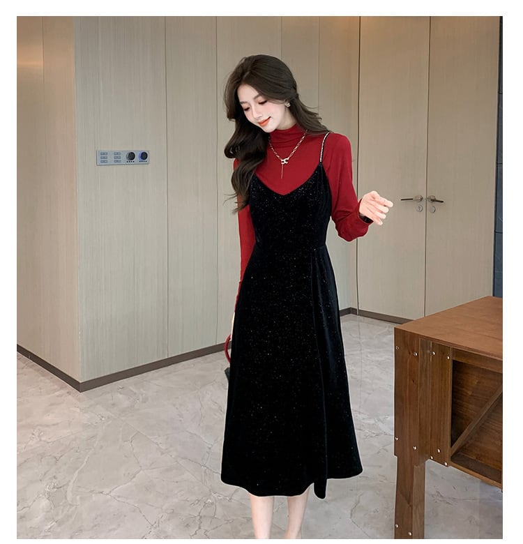 【set】ニットトップス×キャミワンピースセット　M28480