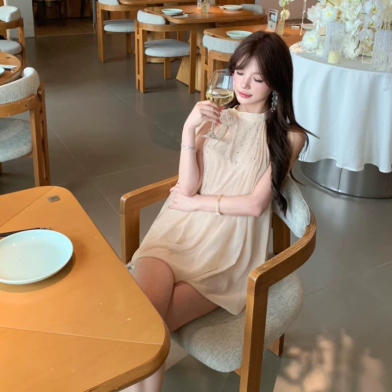 【dress】ビジューケープデザインミニワンピース Q8522