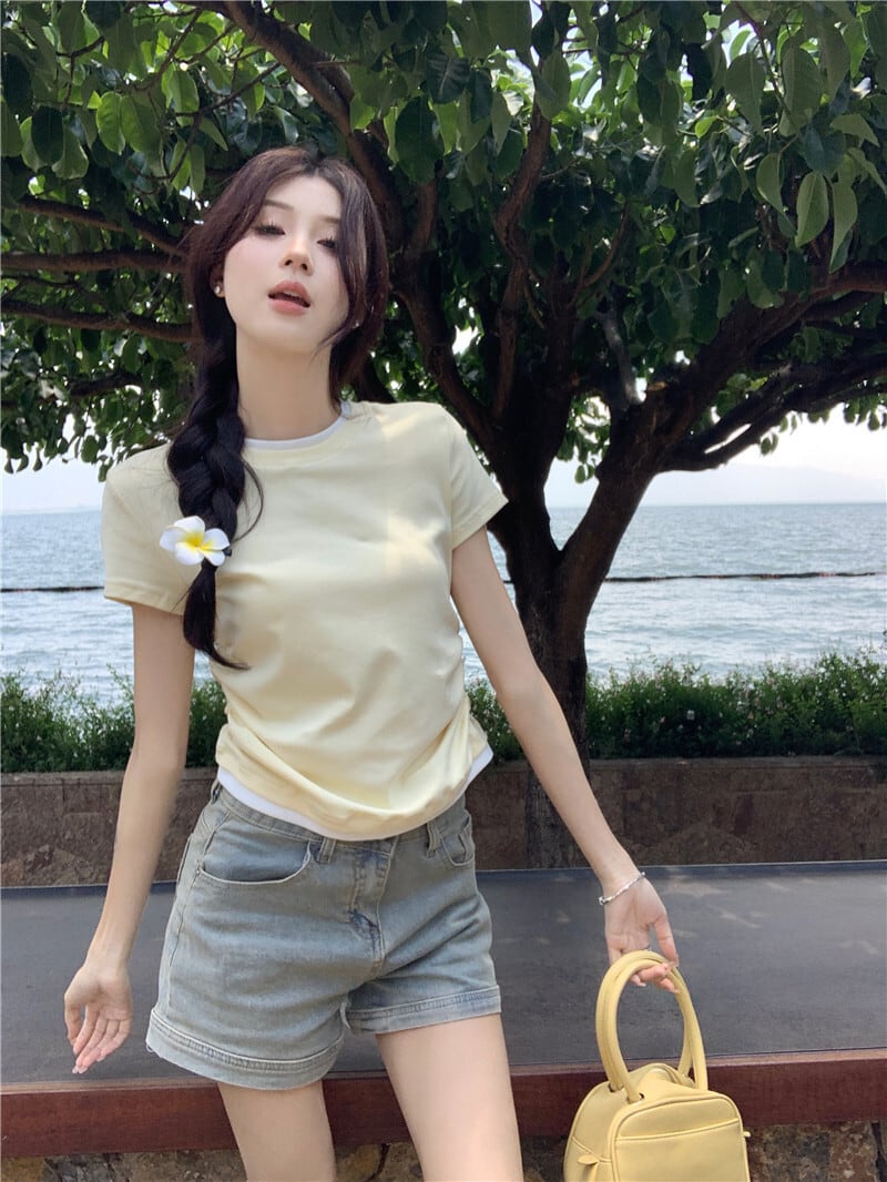 【tops】切り替えTシャツ　M25122