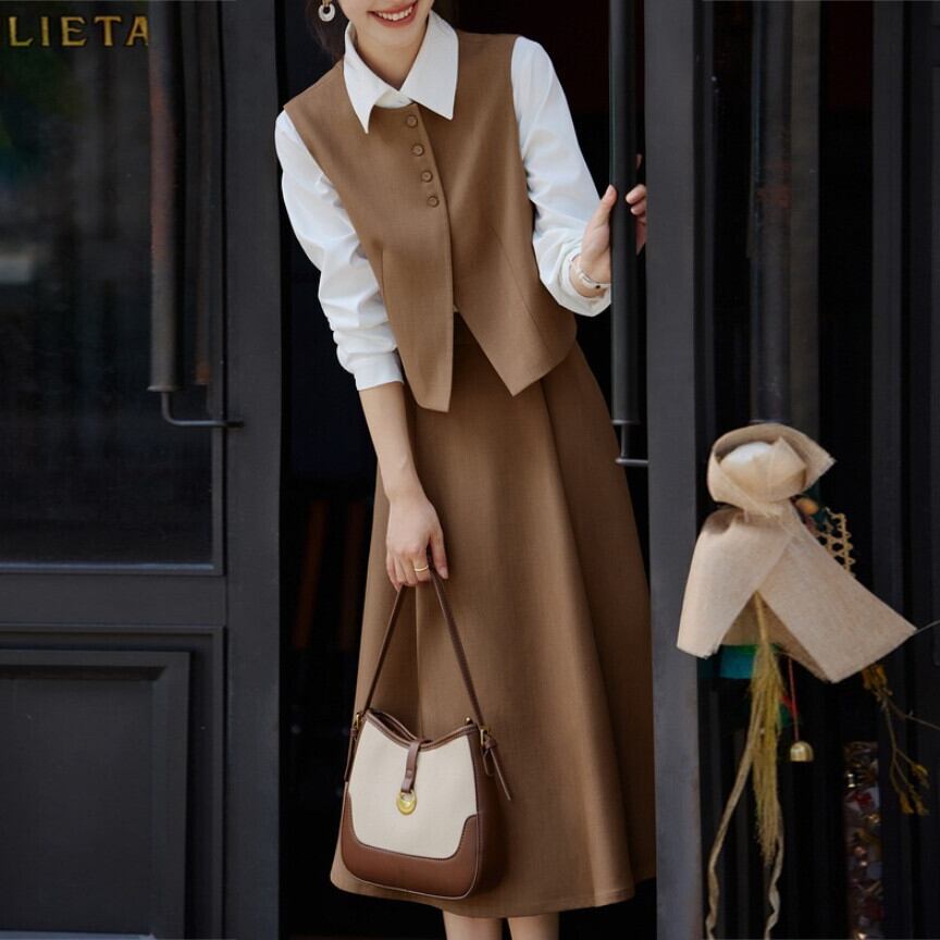 【set】OL、通勤ベスト×スカートセット　M29615