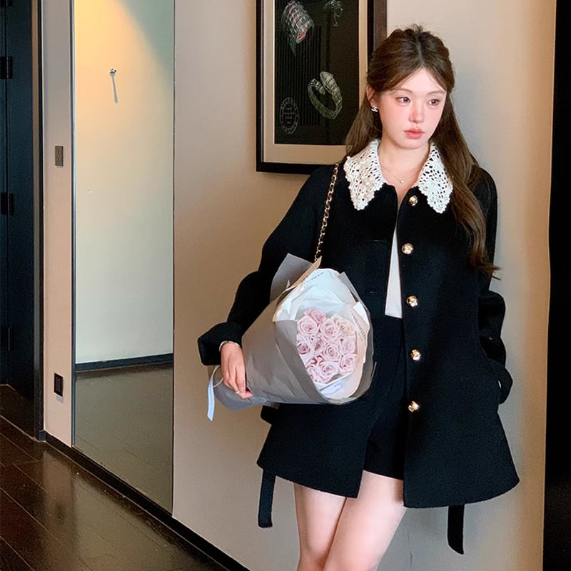 【outer】レースカラーコート Q6873
