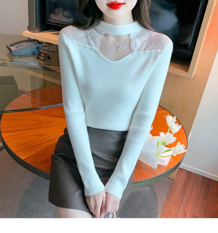 【tops】レースドッキングニットトップス　M27628