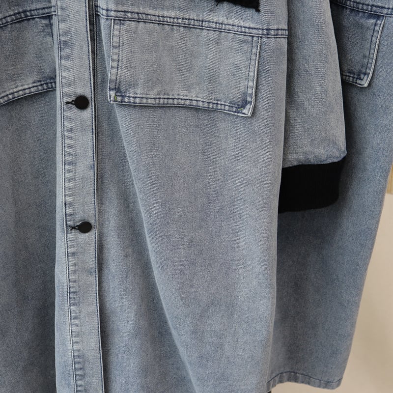 【outer】デニム切り替えニットカーデ　M27513