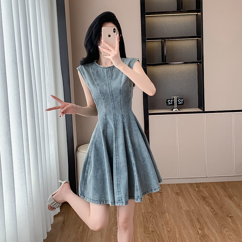 【dress】ノースリーブデニムワンピース　M24565