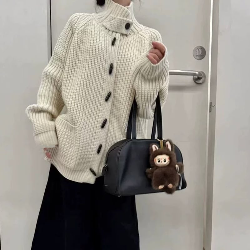 【outer】ハイネックニットカーディガン Q7397
