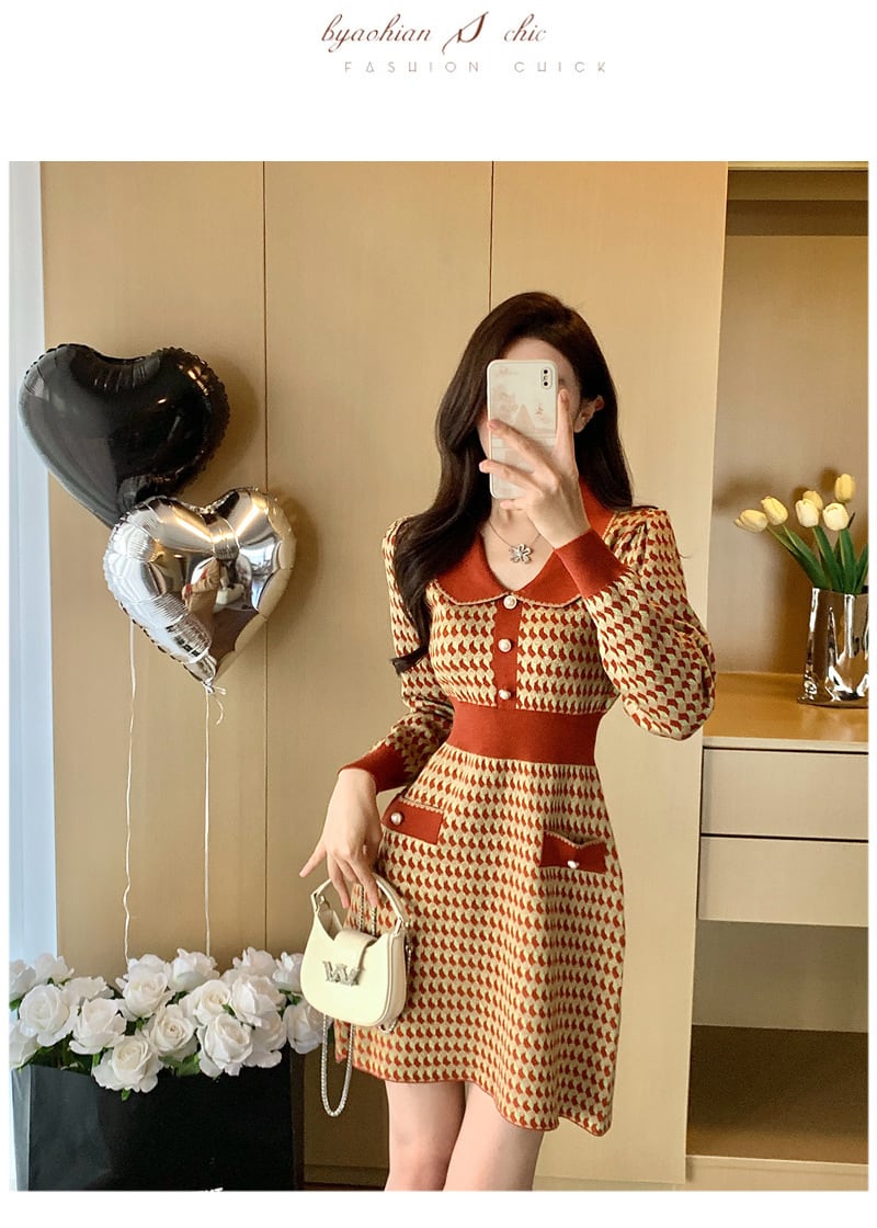 【dress】ジャカードニットワンピース　M28390