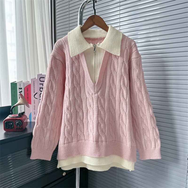 【tops】切り替えニットセーター　M28622