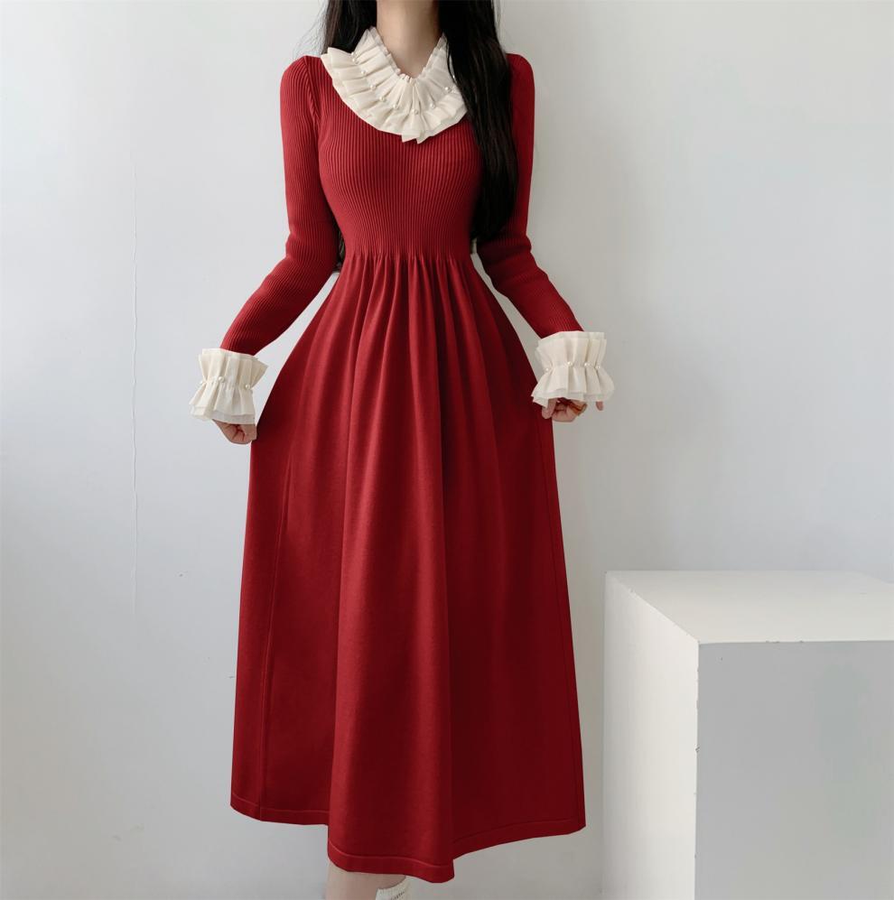 【dress】パール切り替えワンピース　M26278