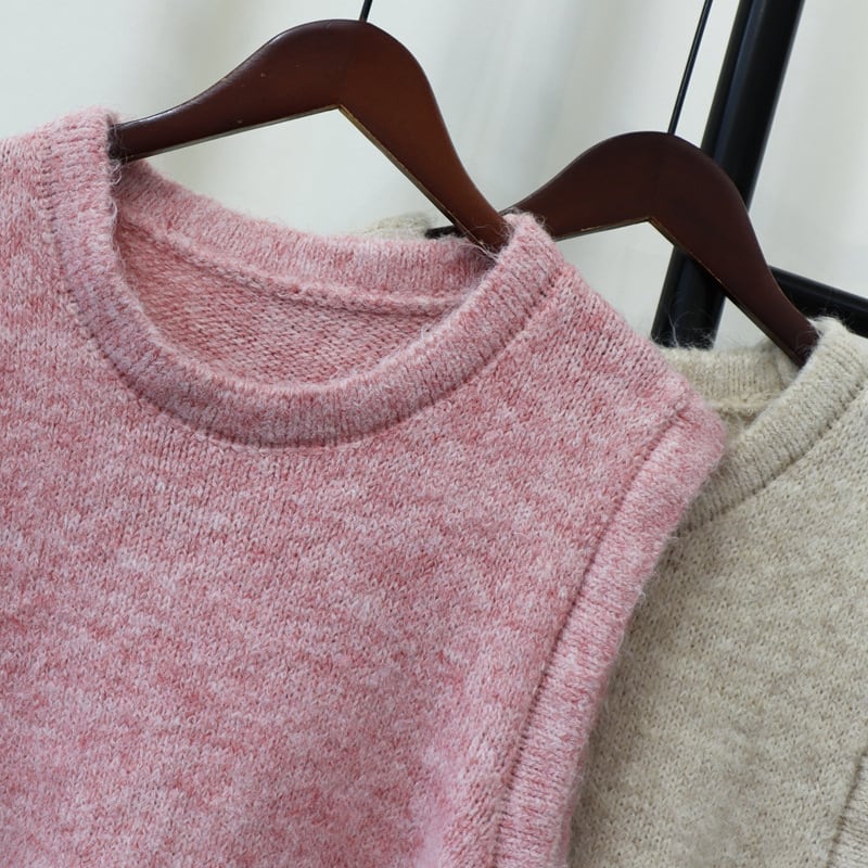 【tops】リボン付きニットベスト　M26019