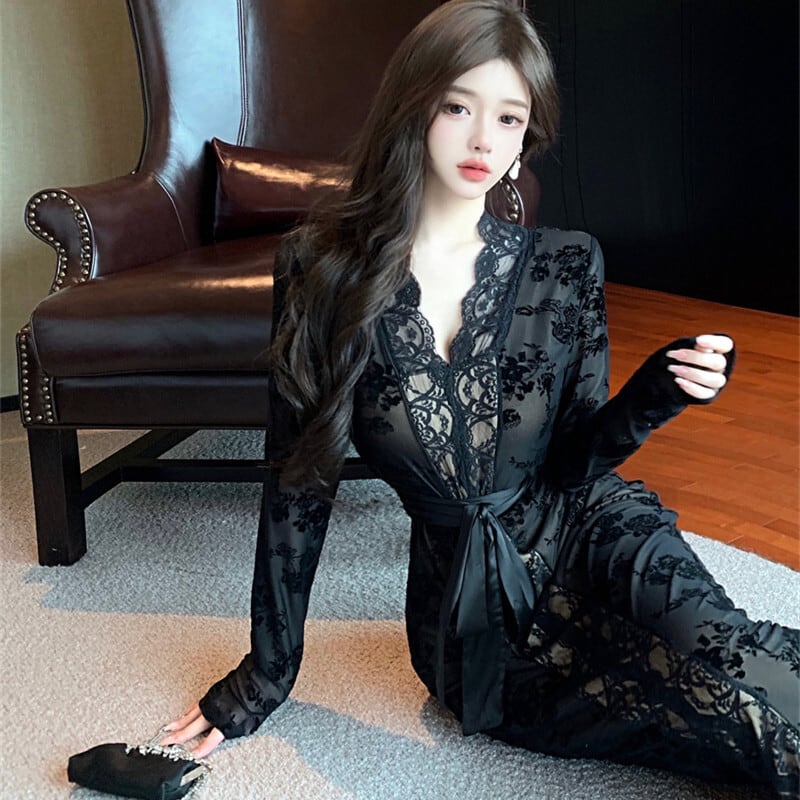 【dress】レース裹起毛デートワンピース　M28109