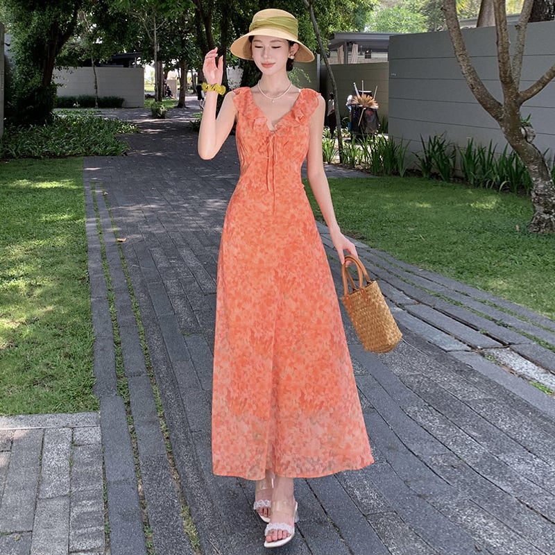 【dress】フリル花柄ワンピース　M24716