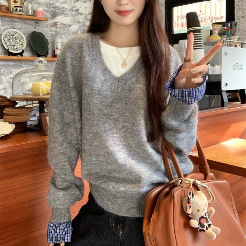 【tops】切り替えニットセーター　M27498