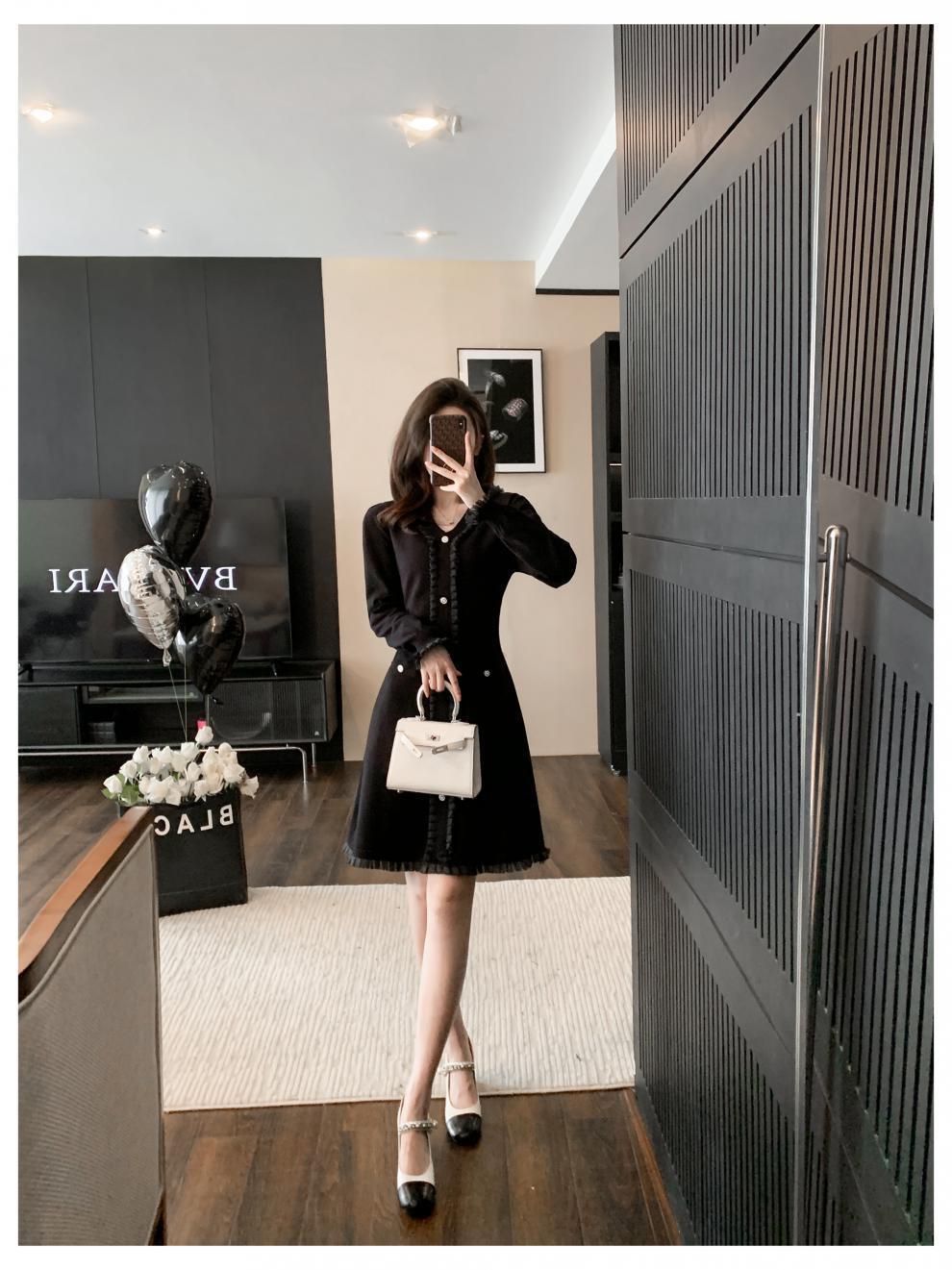【dress】Vネックニットワンピース　M25490