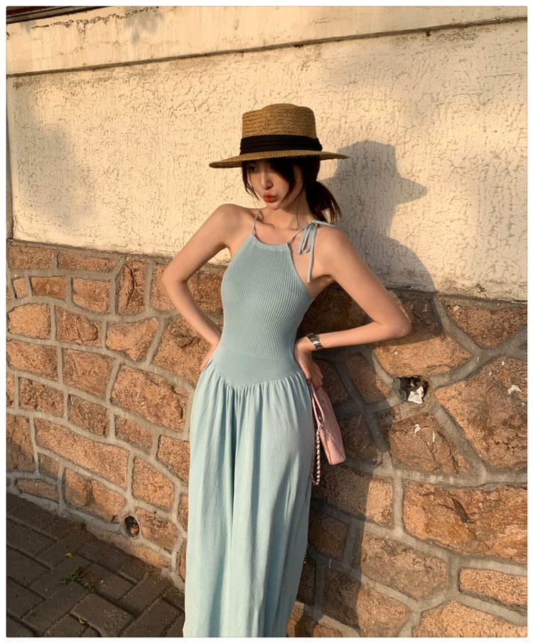 【dress】ニット切り替えワンピース