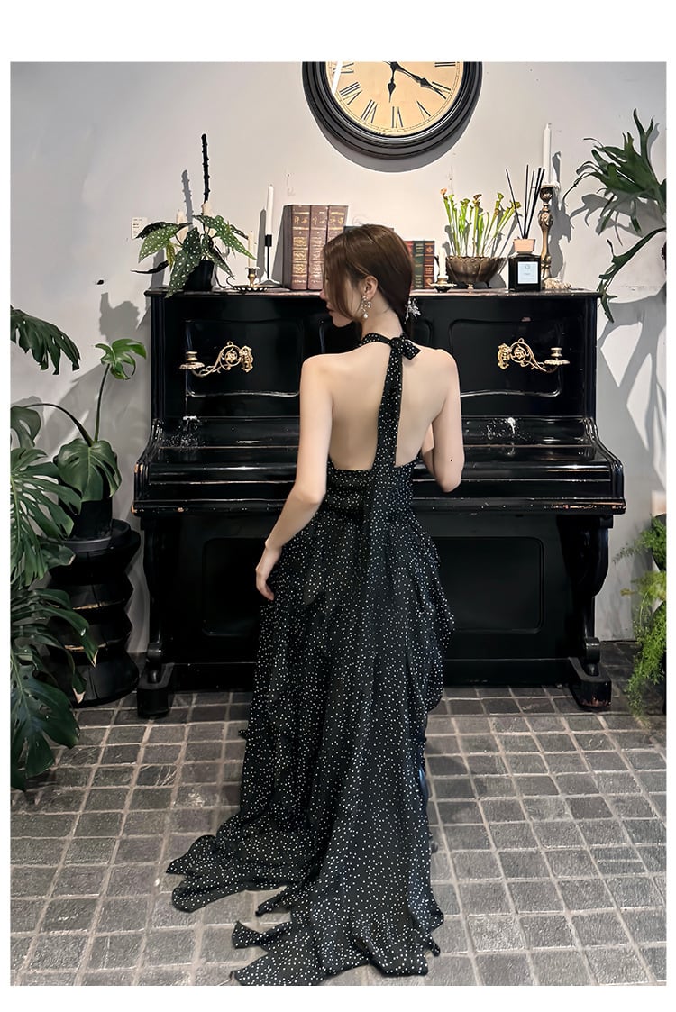 【dress】ホルターネックドット柄ワンピース　M24999