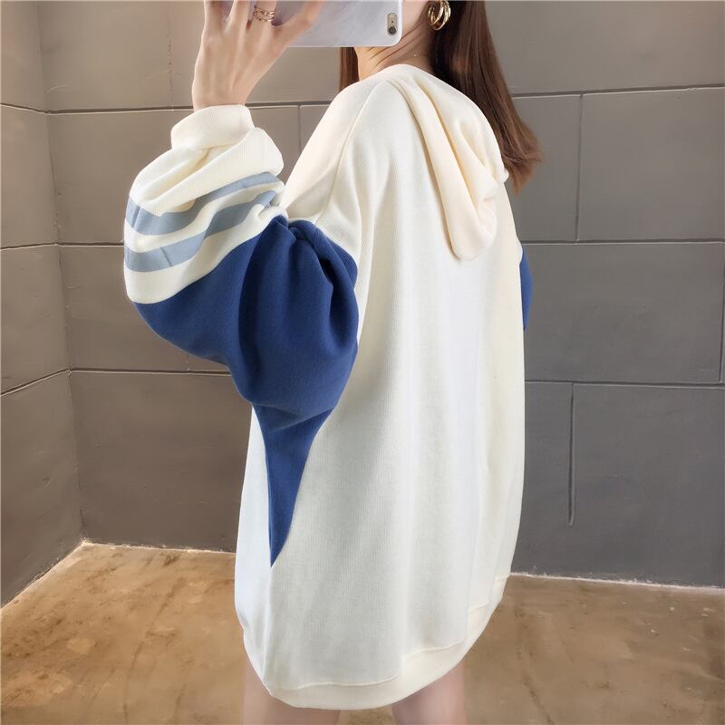 【tops】必ず目を引くフード付き長袖配色秋新作3色カジュアルゆったり着回しパーカーF0721