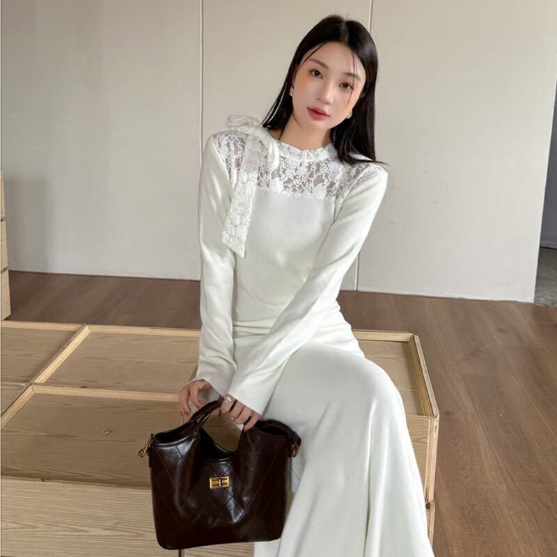 【dress】レースドッキングワンピース Q7052