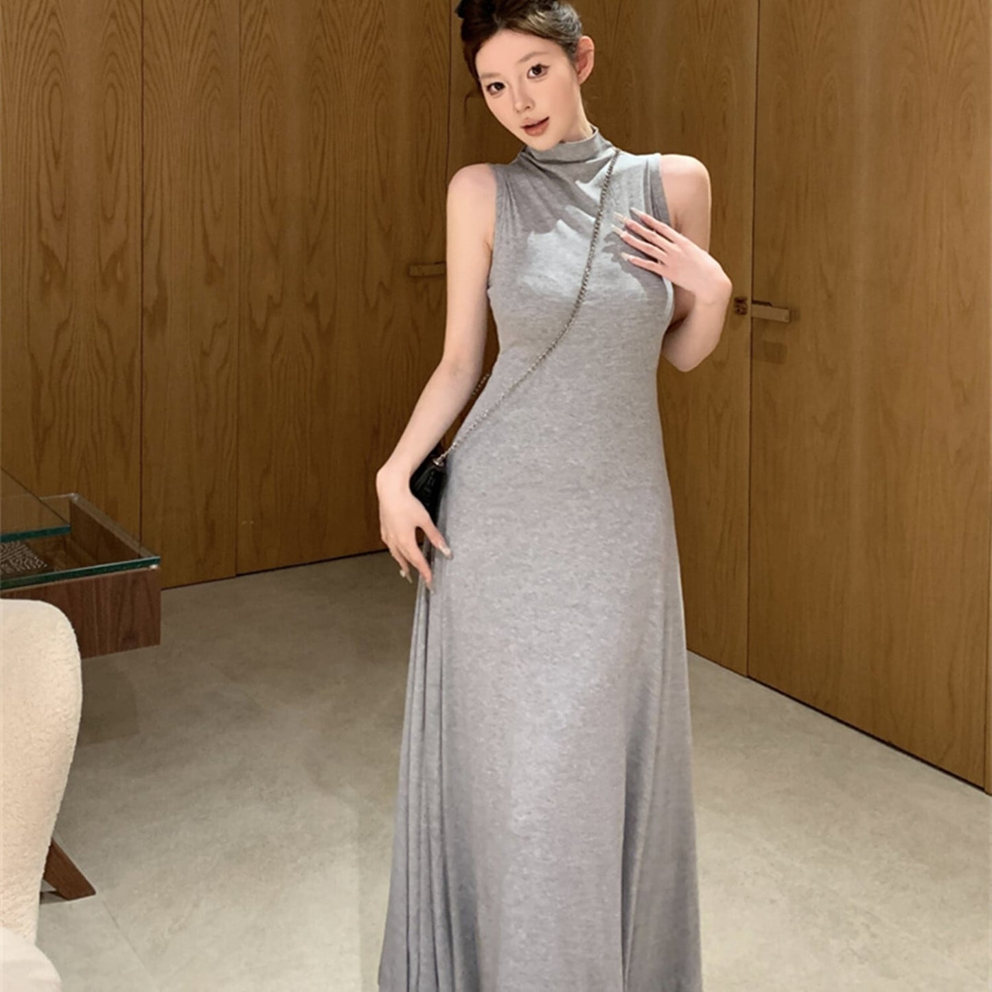 【dress】ハイネックノースリーブワンピース　N2978