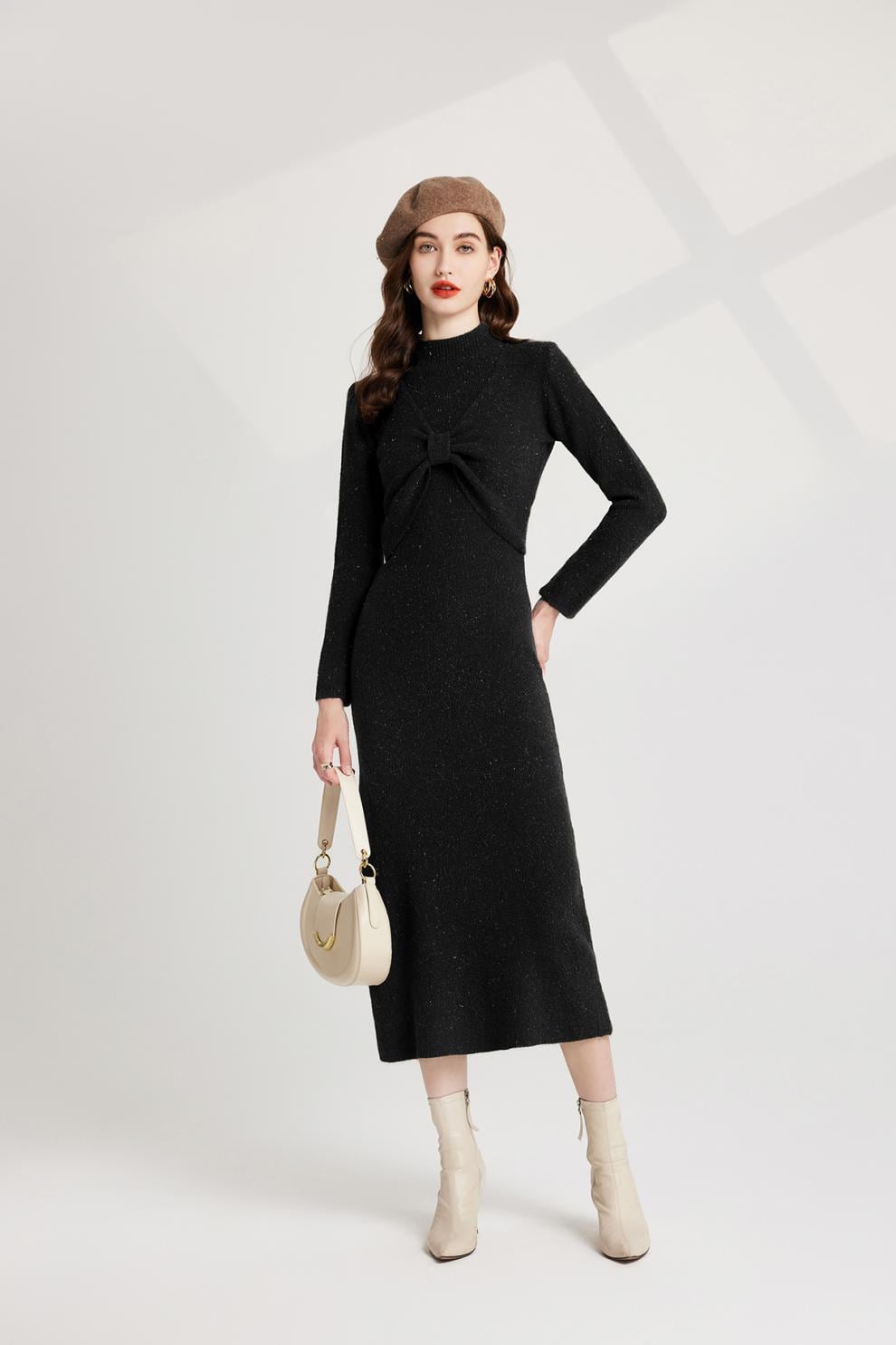 【dress】リボンニットトップス×ベストワンピースセット　M26251
