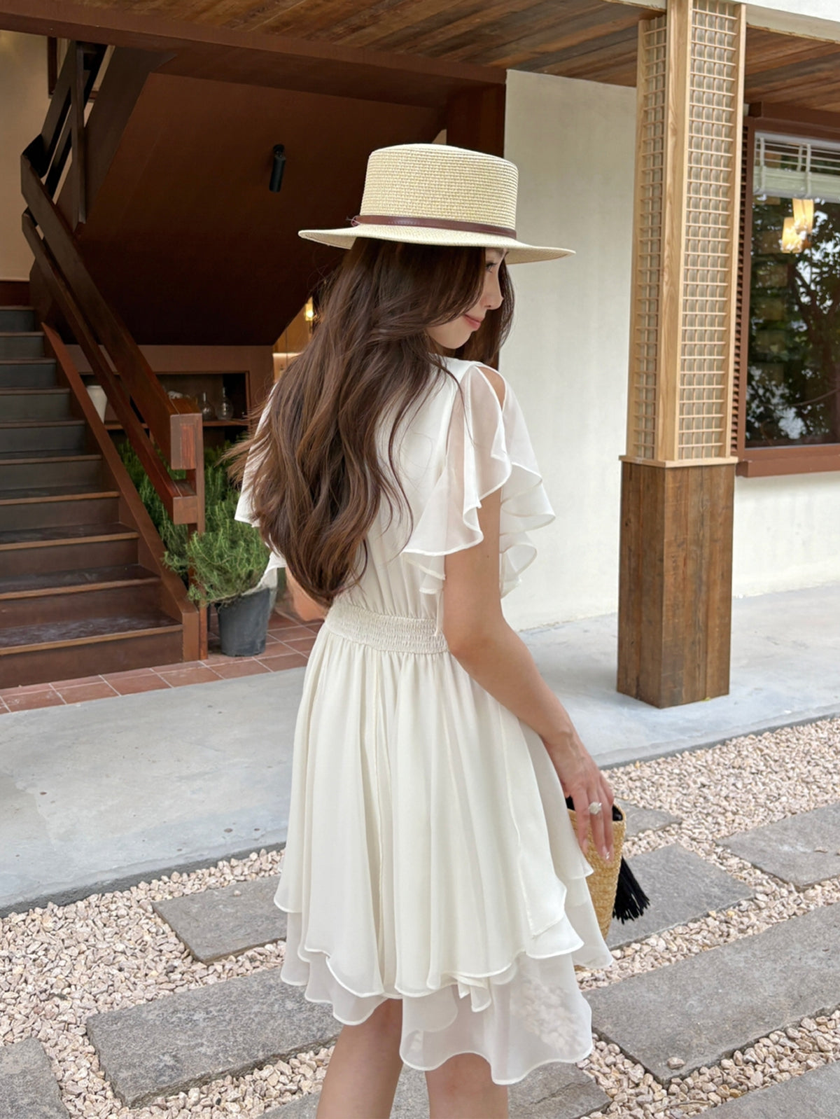 【dress】フラッタースリーブワンピース Q8705