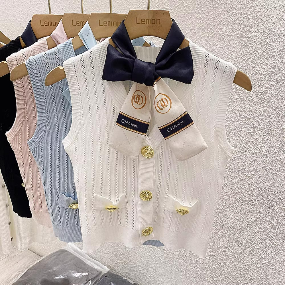 【tops】4色リボン付きキャミソール F7576