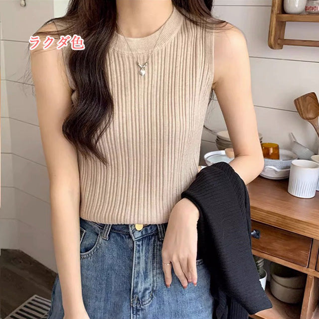 【tops】6色ニットタンクトップF7583