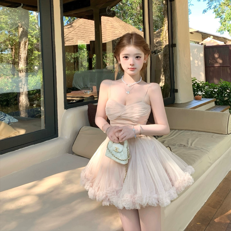 【dress】ギャザーフリルチュールミニワンピース Q8417