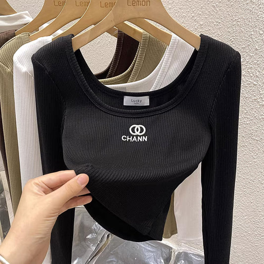 【tops】2色スクェアネック長袖TシャツF7978