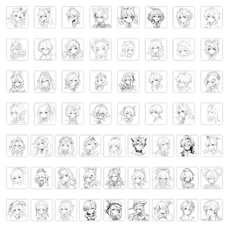 【GOODS】原神 59キャラ ステッカー 手帳 シール Q2492