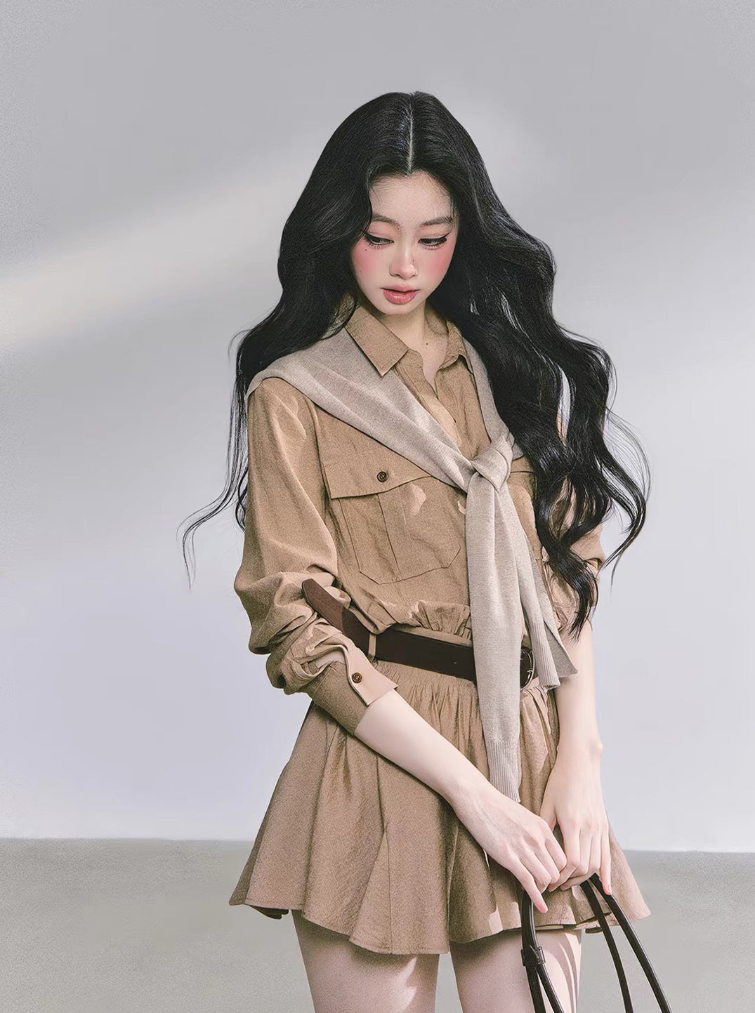 【dress】ストール付きAラインワンピース Q8905