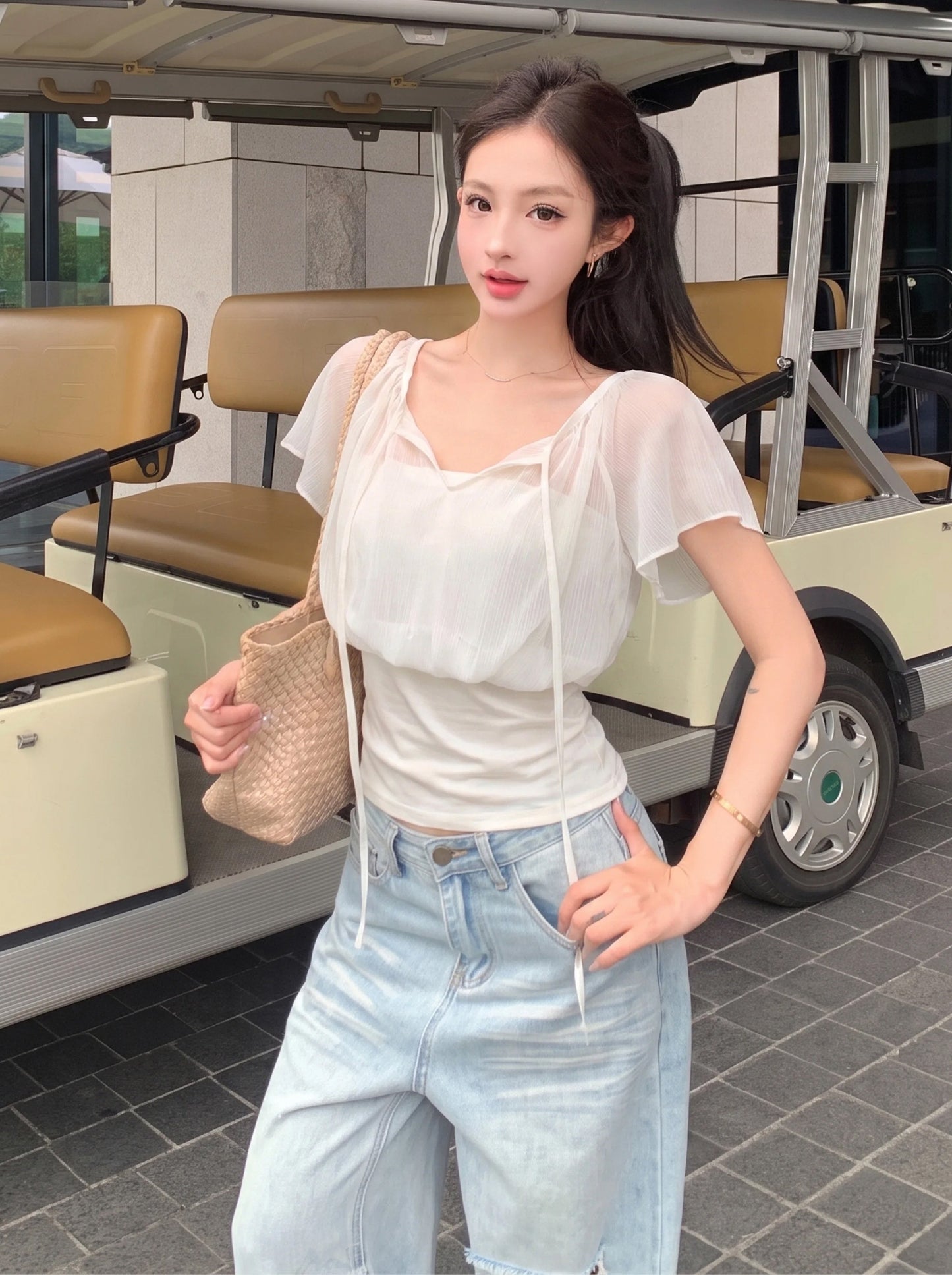 【tops】シアーチュールドッキングトップス Q8845