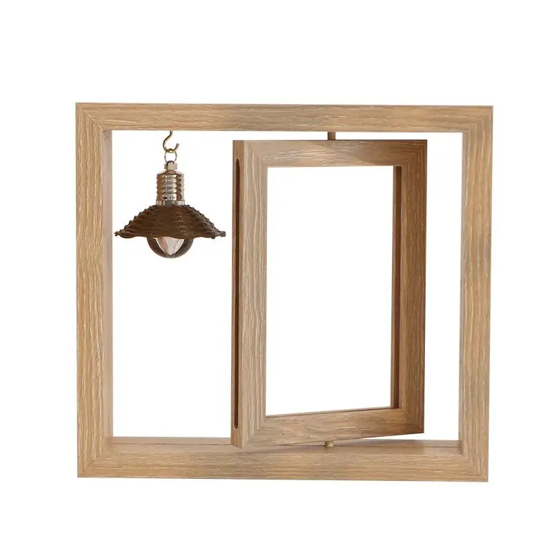 【GOODS】木製 フォトフレーム KGサイズ収納 回転式 ライト付き Q2487