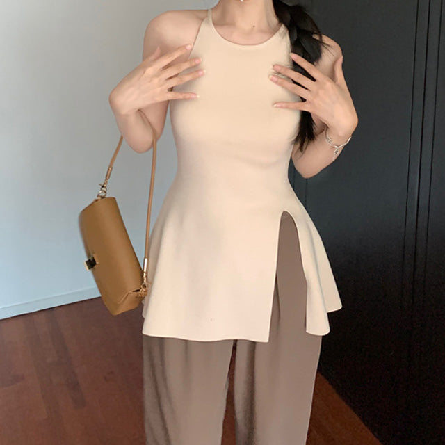 【tops】3色スリットタンクトップF7585